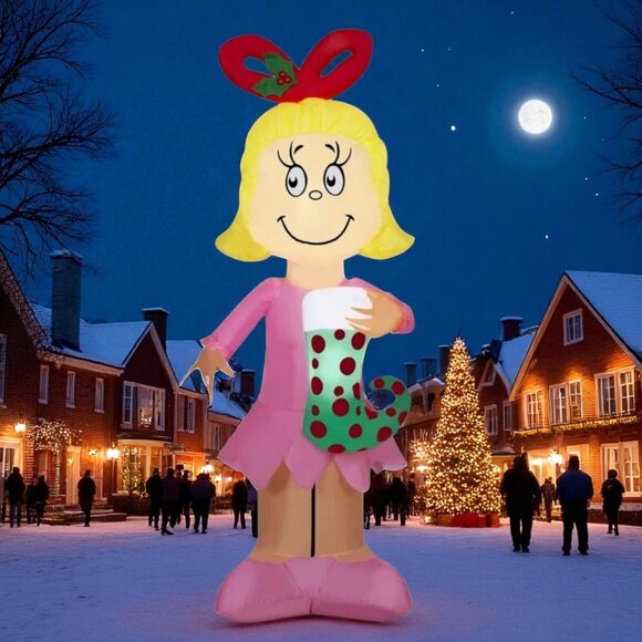 The Grinch Cindy Lou Who Life Size' Airblown Inflatable Christmas Decor Gemmy‎ - Picture 2 of 7